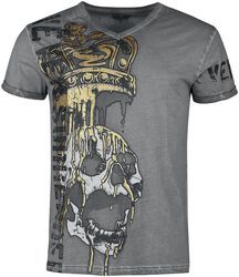 T-skjorte med hodeskalle - og kråkeprint, Rock Rebel by EMP, T-skjorte