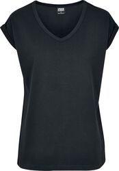 Ladies Round V-Neck Extended Shoulder Tee, Urban Classics, T-skjorte