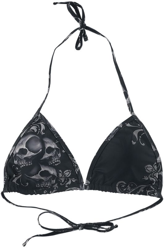 Svart Triangle Bikini Topp med Hodeskalle Print