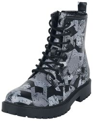 Lace-up boots med all-over rockehånd print, EMP Stage Collection, Boot
