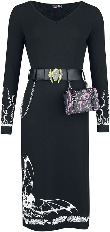 Gothicana X Elvira kjole med belte og veske