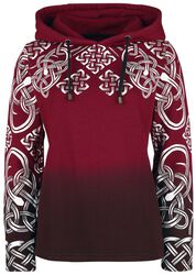 Red hoodie with Celtic print, Black Premium by EMP, Hettegenser