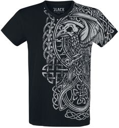 Svart T-Skjorte med Print og V-Neckline, Black Premium by EMP, T-skjorte