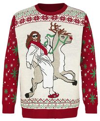Jesus Riding Reindeer, Ugly Christmas Sweater, Julegensere
