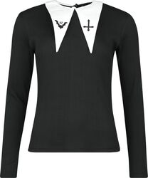 Langermet Skjorte med Hvit Krage, Gothicana by EMP, Langermet skjorte