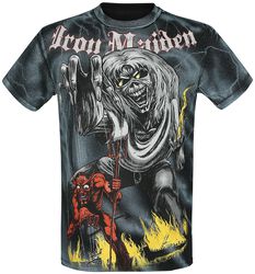 Sketched Number Of The Beast Allover, Iron Maiden, T-skjorte