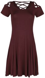 Mørke-Rød Kjole med Dekorativ Snøring, Black Premium by EMP, Kort kjole