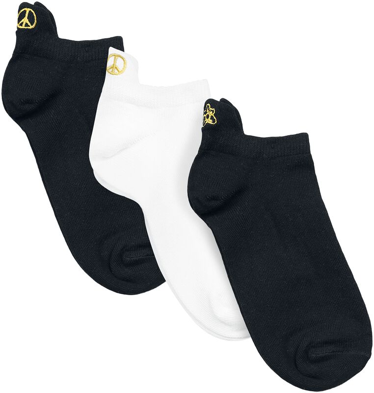 Tre-pakke med peace fancy edge no-show sokker