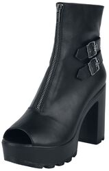 Peep-toe ankel boot med glidelås, Black Premium by EMP, Støvler