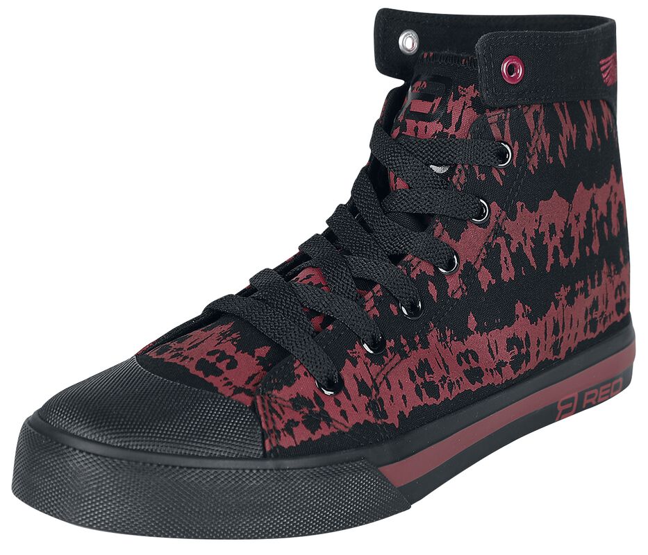 Rød/Svarte Batik-Look Sneakers