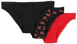 Tre-pakke med underbukser med hjerteprint, Black Premium by EMP, Sett med undertøy
