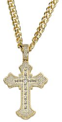 King Ice - Fleur De Lis Cross Necklace, Tupac Shakur, Halskjede