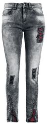 Skarlett - Jeans med tung vask, riper og rutete detaljer, Rock Rebel by EMP, Jeans