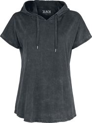 T-Shirt with Hood, Black Premium by EMP, T-skjorte