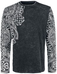 Svart Langermet Skjorte med Wash og Print, Black Premium by EMP, Langermet skjorte