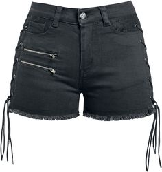 Svare shorts med snorer, Gothicana by EMP, Shorts