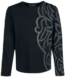 Long-sleeve Shirt with Large Ornamentation, Black Premium by EMP, Langermet skjorte