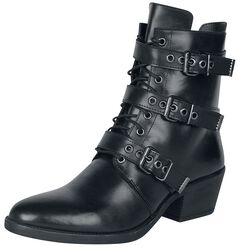 Svart lace-up boots med spenner, Rock Rebel by EMP, Snørestøvletter
