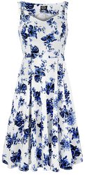 Blå kjole med rosemønster, H&R London, Middellang kjole