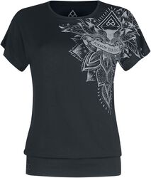 Sport and Yoga - Casual Svart T-Skjorte med Detaljert Print, EMP Special Collection, T-skjorte