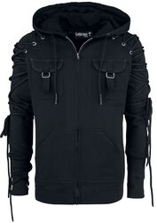 Black Hooded Jacket with Lacing, Gothicana by EMP, Hettegenser