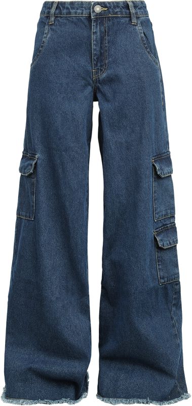 Ladies’ mid waist cargo denim bukser