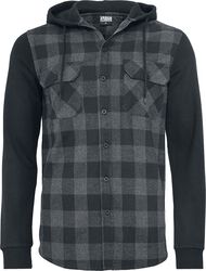 Hooded Checked Flanell Sweat Sleeve Shirt, Urban Classics, Flanellskjorte