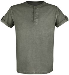 Grønn T-Skjorte med Knapper og Turn-up Ermer, Black Premium by EMP, T-skjorte