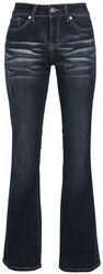 Grace - Mørkeblå Jeans med Wash og Turn-Up, Black Premium by EMP, Jeans