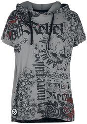 Avslappet-Cut T-Skjorte med Print og Hette, Rock Rebel by EMP, T-skjorte