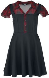 Layered-effect kjole med rutete bluse, Rock Rebel by EMP, Kort kjole